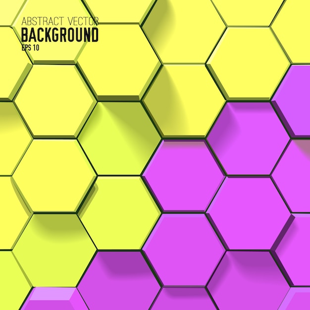 Abstracte gele en paarse achtergrond met geometrische zeshoeken