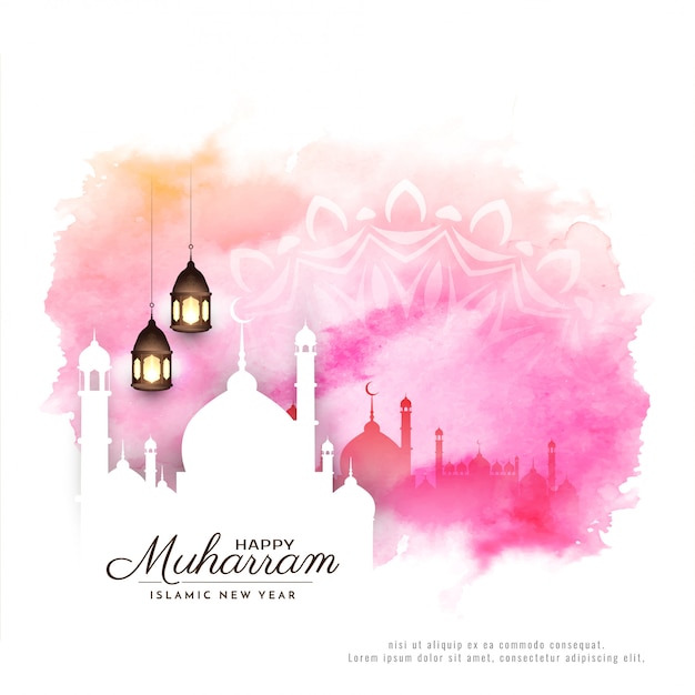 Gratis vector abstracte gelukkige muharram kleurrijke aquarel