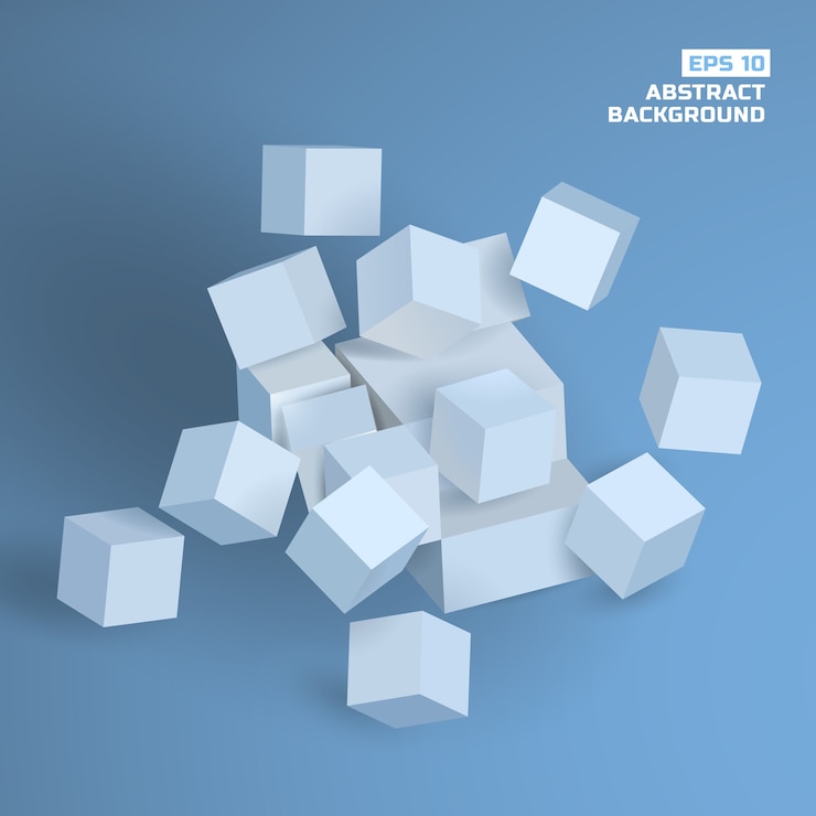 Gratis Vector abstracte geometrische achtergrond met grijze 3d-kubussen