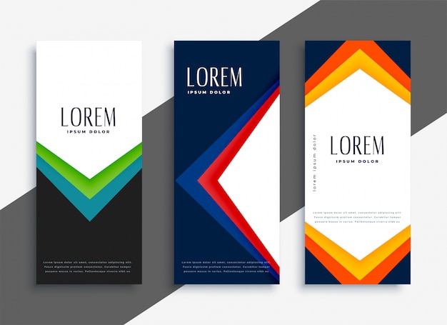 Abstracte geometrische kleurrijke banners instellen