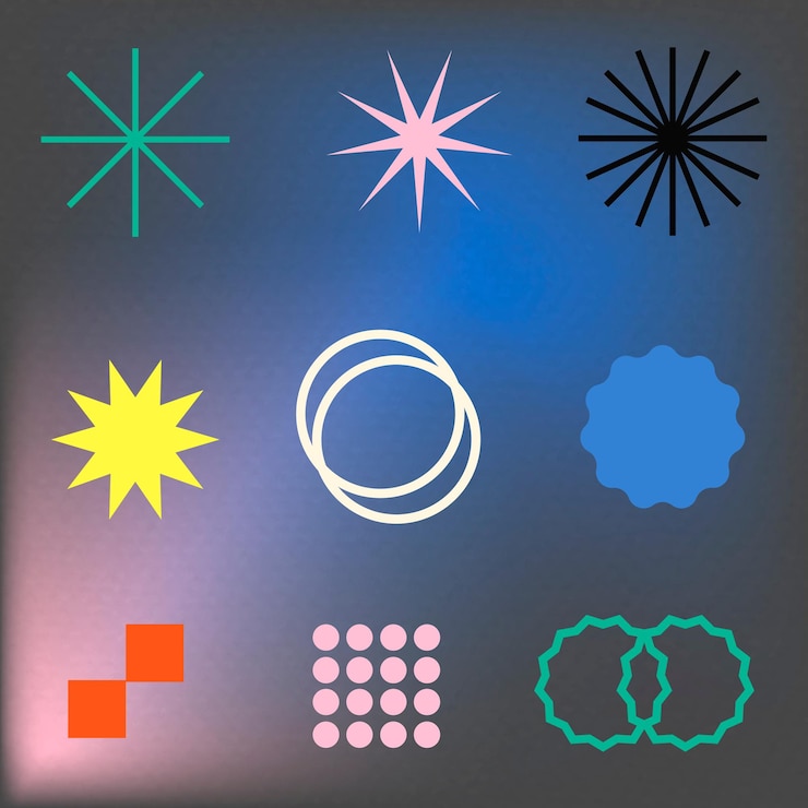 Gratis Vector abstracte geometrische vormen in een funky set