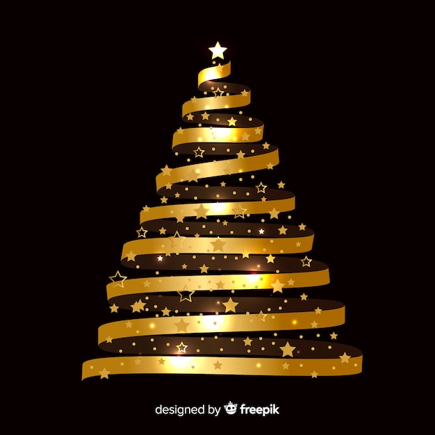 Gratis vector abstracte gouden kerstboom