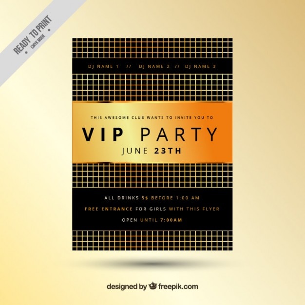 Abstracte gouden vip party flyer