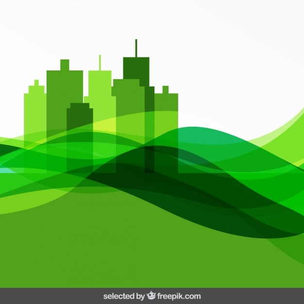 Gratis vector abstracte groene achtergrond met stadsbeeld