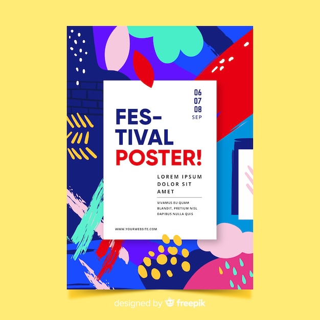 Gratis vector abstracte hand getekend muziekfestival poster