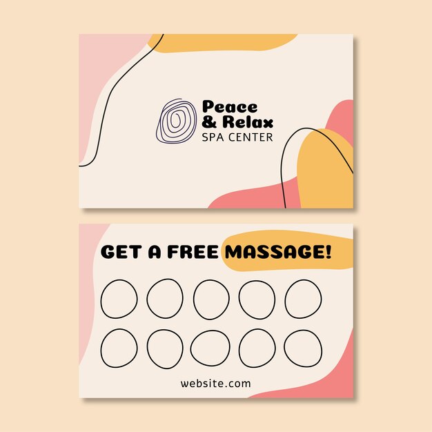 Abstracte hand getrokken vrede en ontspannen spa-loyaliteitskaart