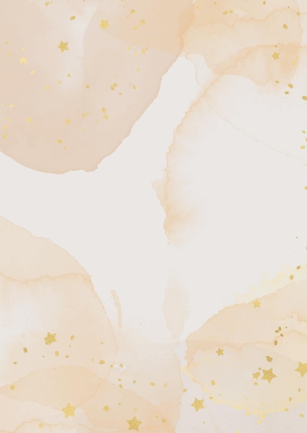 Gratis vector abstracte handgeschilderde aquarel achtergrond met glinsterende gouden sterren
