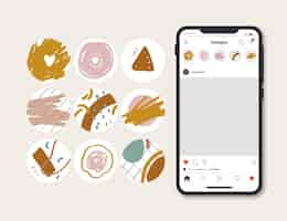 Gratis vector abstracte handgetekende instagram hoogtepunten