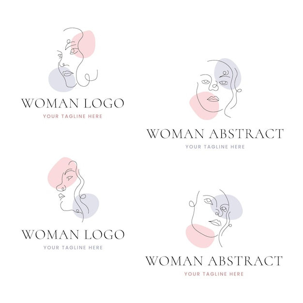 Gratis vector abstracte handgetekende vrouw logo sjabloon collectie