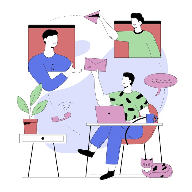 Abstracte illustratie van persoon praten met teamgenoten