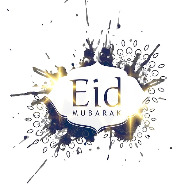 Gratis vector abstracte inkt splatter eid mubarak ontwerp achtergrond