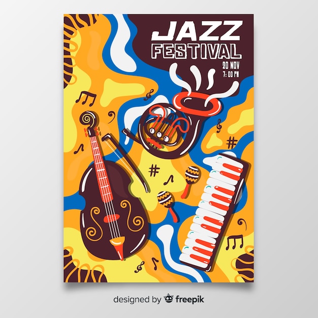 Gratis vector abstracte jazz muziek poster sjabloon