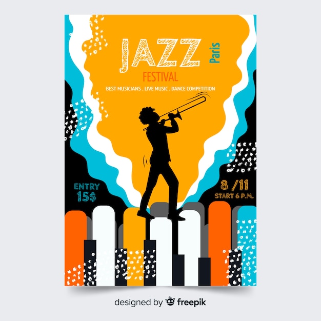 Gratis vector abstracte jazz muziek poster sjabloon
