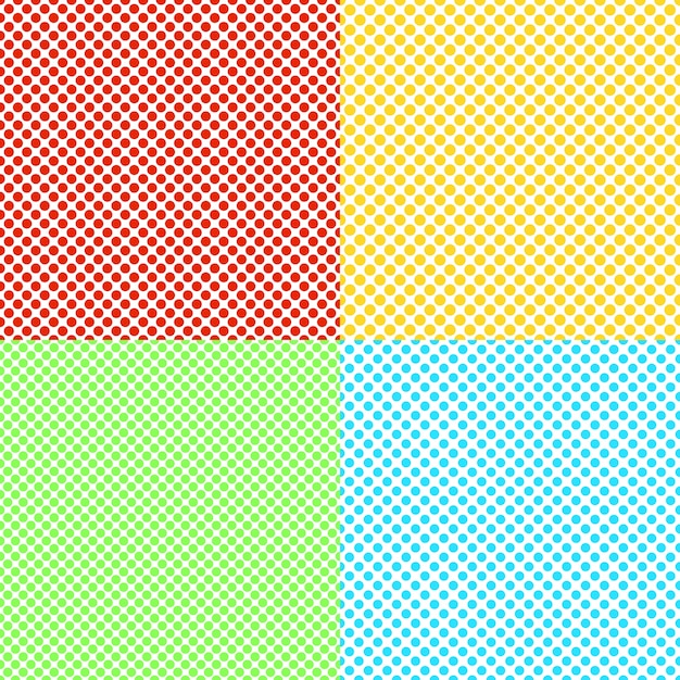Abstracte kleur naadloze stip achtergrond patroon set - vector graphics van gekleurde cirkels
