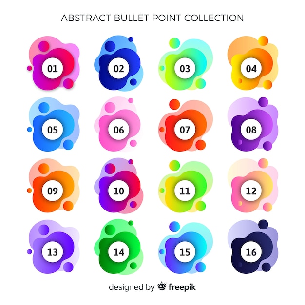 Gratis vector abstracte kleurrijke opsommingstekeninzameling