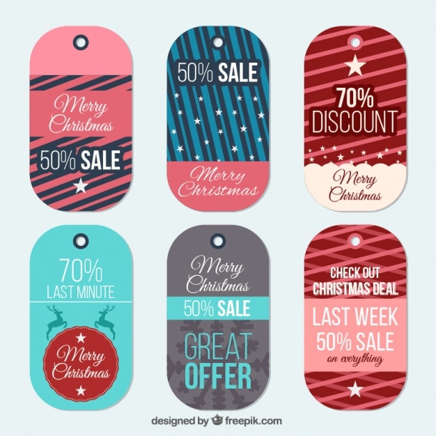 Gratis vector abstracte labels set van kerst deals