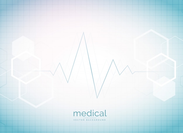 Abstracte medische en gezondheidszorg achtergrond met hartslag en zeshoekige vorm moleculen