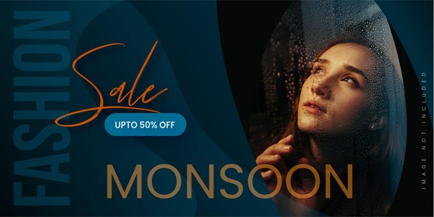 Abstracte Mode Monsoon Sale Banner Aanbieding Korting Zakelijke Achtergrond Gratis Vector