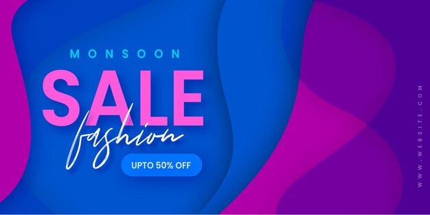 Abstracte Mode Monsoon Sale Banner Aanbieding Korting Zakelijke Achtergrond Gratis Vector