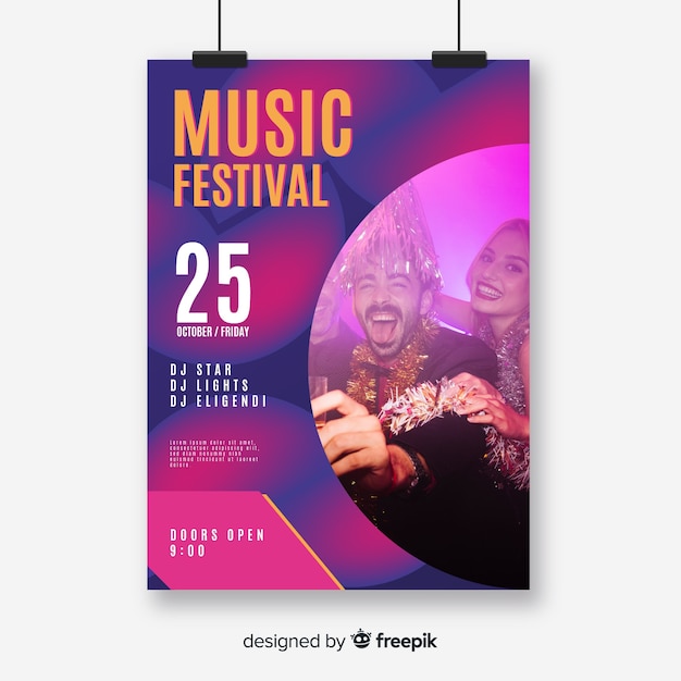 Abstracte muziek festival poster met foto