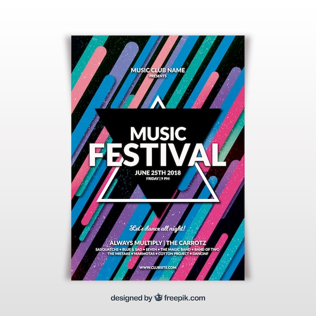 Abstracte muziek festival poster sjabloon