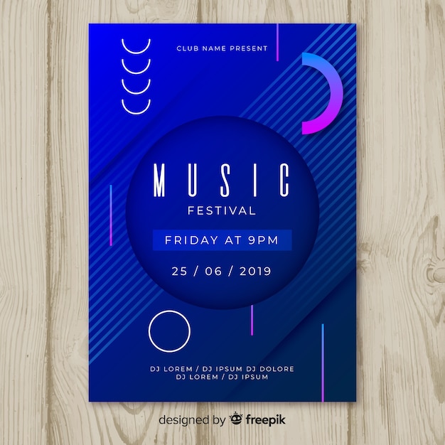 Abstracte muziek festival poster sjabloon