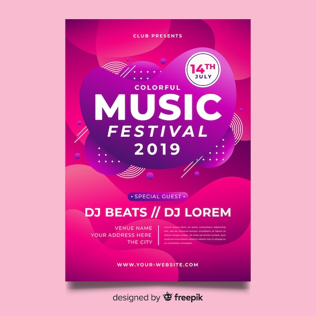 Gratis vector abstracte muziek festival poster sjabloon