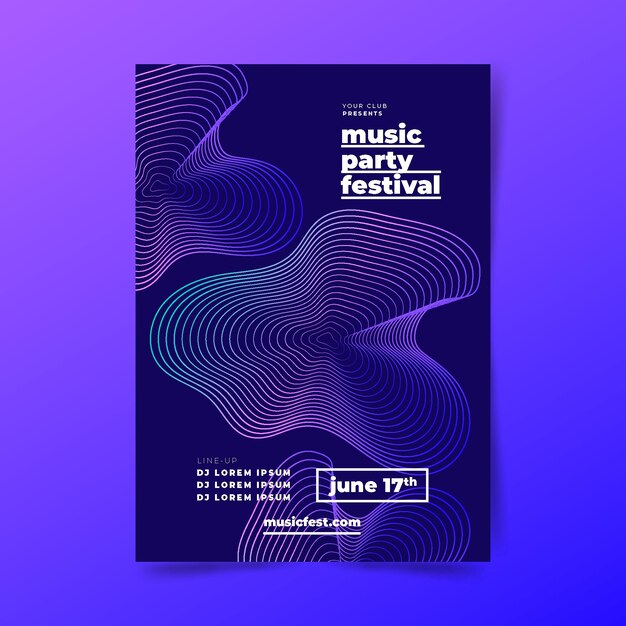 Abstracte muziek poster met golvende vormen