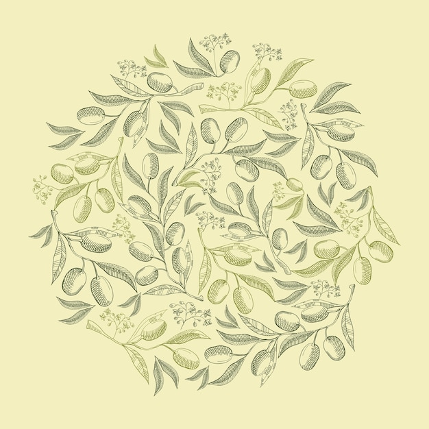 Gratis vector abstracte natuurlijke vintage groene ronde samenstelling