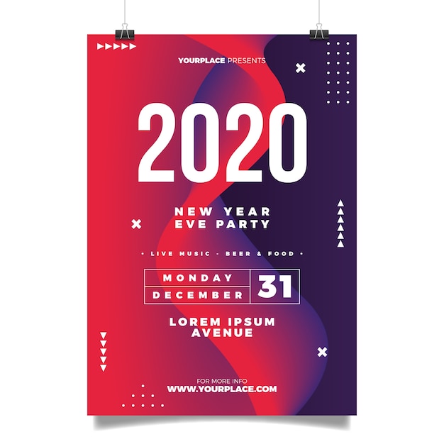 Abstracte nieuwe jaar 2020 partij poster sjabloon