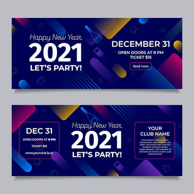 Abstracte nieuwe jaar 2021 feestbanners