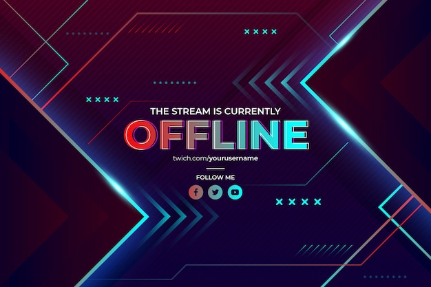 Gratis vector abstracte offline twitch-banner in gamerstijl