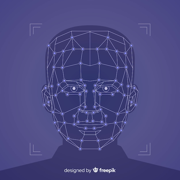 Abstracte platte gezichtsherkenning achtergrond