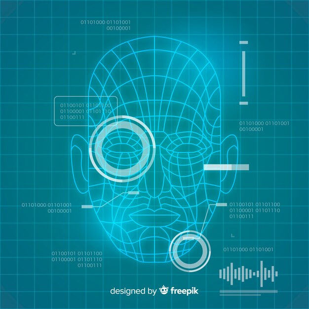 Abstracte platte gezichtsherkenning achtergrond