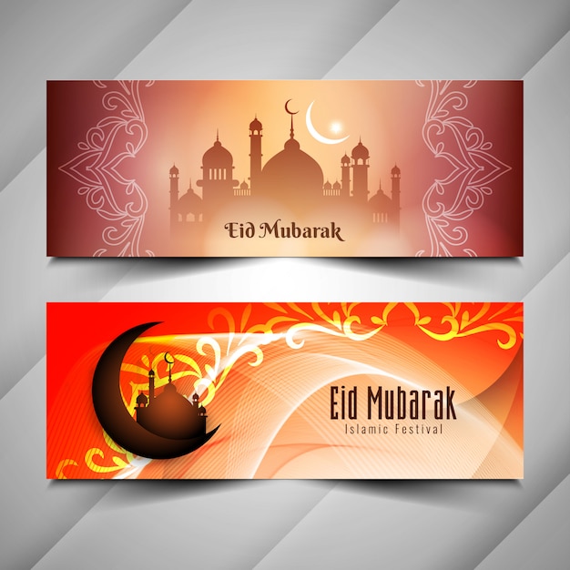 Abstracte religieuze Eid Mubarak rtistic banners instellen