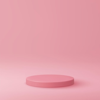Abstracte roze cilinder voetstuk podium, roze lege ruimte, weergave van 3d-vorm, product display presentatie. studio kamer concept. vector illustratie.