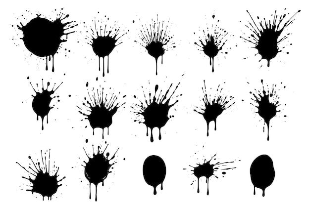 Gratis vector abstracte set inkt splatter grunge vlekken