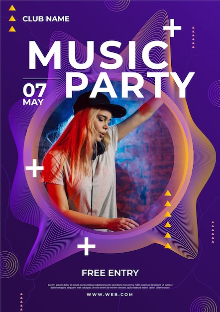 Abstracte stijl muziek poster met foto