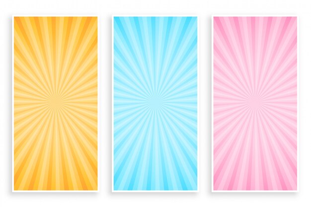 Abstracte sunburst stralen banner set