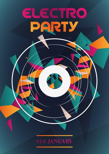 Abstracte techno party poster