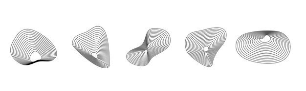 Abstracte vloeibare cirkelvormige golfset Onregelmatige dynamische lijnen verzameling geïsoleerd
