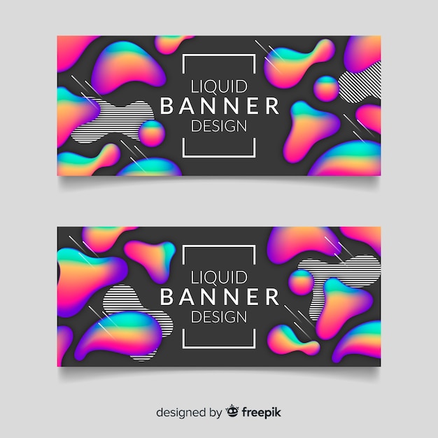 Gratis vector abstracte vloeibare ontwerpbanners