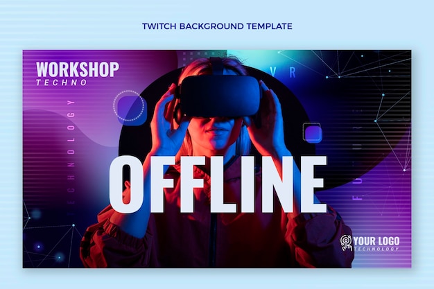 Gratis vector abstracte vloeiende technologie twitch banner