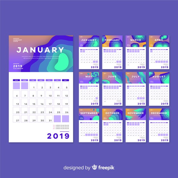 Abstracte vormen 2019 kalender