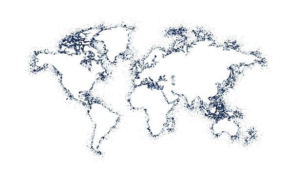 Gratis vector abstracte wereldkaart geïsoleerd op een witte achtergrond