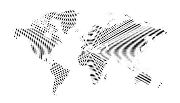 Abstracte wereldkaart in gestippeld patroon vectorontwerp