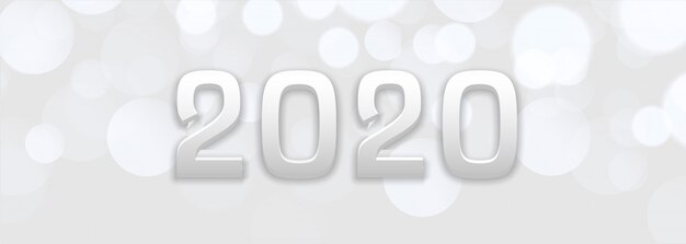 Abstracte witte bokeh nieuwe jaar 2020 banner