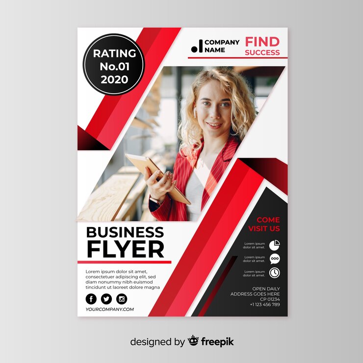 Gratis Vector abstracte zakelijke flyer met afbeelding sjabloon