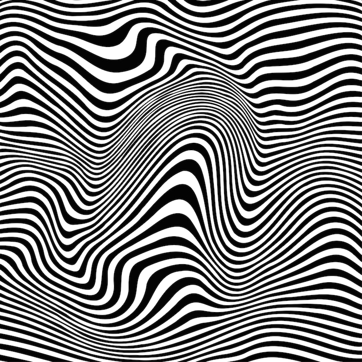 Gratis Vector abstracte zwart-witte lijn wervelpatroonontwerp