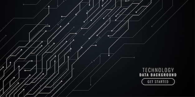 Abstracte zwarte technologie achtergrond met circuit lijnen